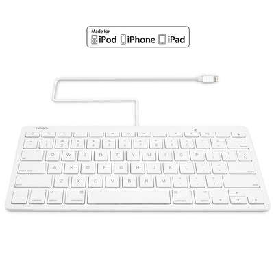 Omars MFI Certified iPad Wired Keyboard Plug-On-Go Keyboard with 8-pin Lightning Connector Compatible with Apple iPhone, iPad, or iPod Touch, Great for PARCC and Smarter Balanced Tests