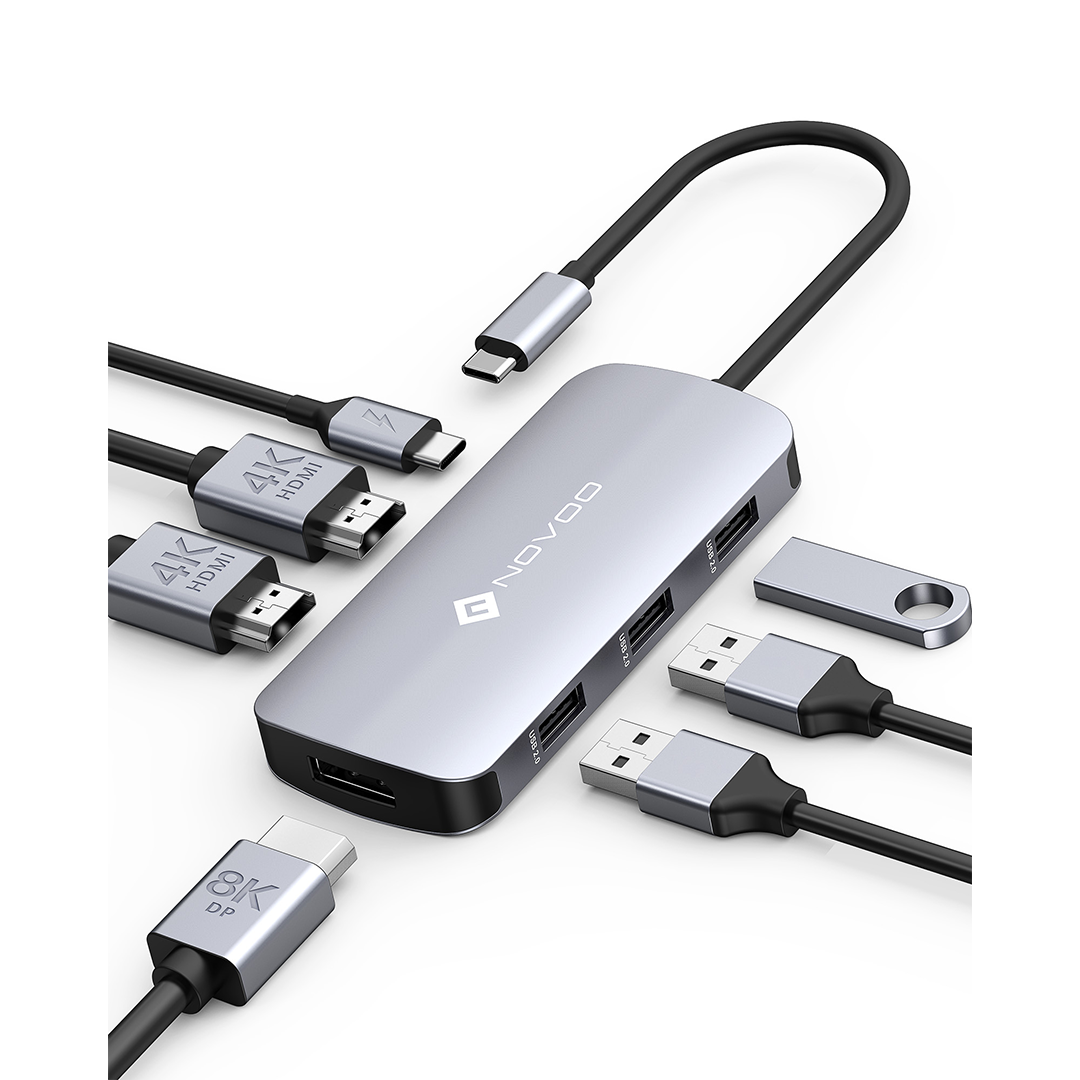 NOVOO 7-IN-1 RM7 USB C HUB Triple Display 8K Resolution