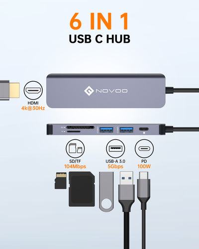 NOVOO 6-IN-1 R6 PD USB C HUB