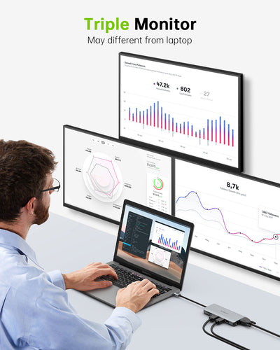 USB C Docking Station Dual Monitor, 11 in 1 USB C Hub Triple Display