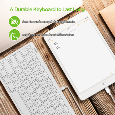 Omars MFI Certified iPad Wired Keyboard Plug-On-Go Keyboard with 8-pin Lightning Connector Compatible with Apple iPhone, iPad, or iPod Touch, Great for PARCC and Smarter Balanced Tests