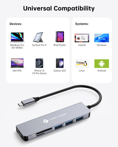 NOVOO 6 in 1 R6 USB C HUB