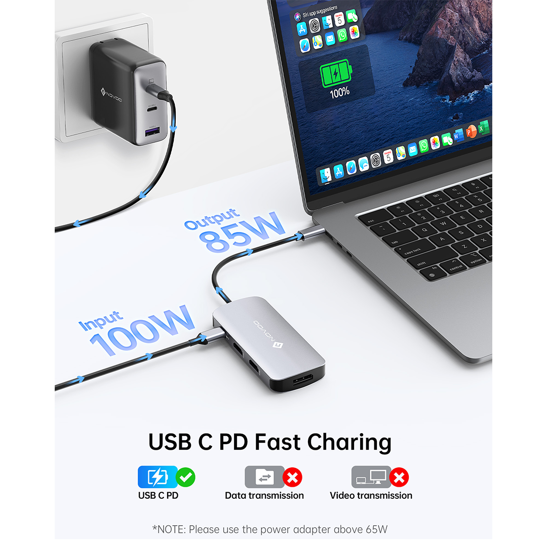 NOVOO 7-IN-1 RM7 USB C HUB Triple Display 8K Resolution