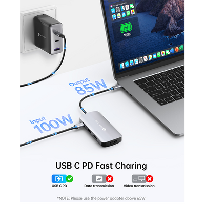 NOVOO 7-IN-1 RM7 USB C HUB Triple Display 8K Resolution