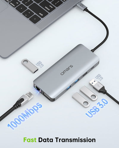 USB C Docking Station Dual Monitor, 11 in 1 USB C Hub Triple Display