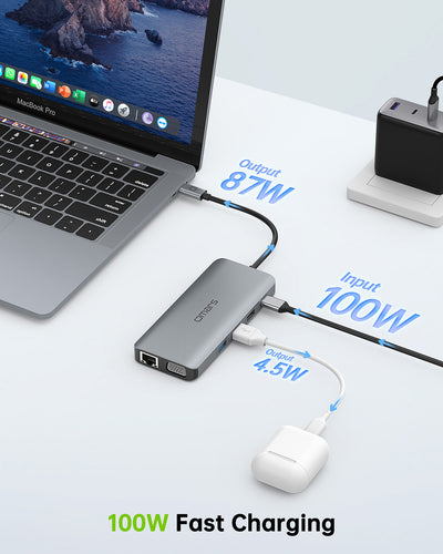 USB C Docking Station Dual Monitor, 11 in 1 USB C Hub Triple Display